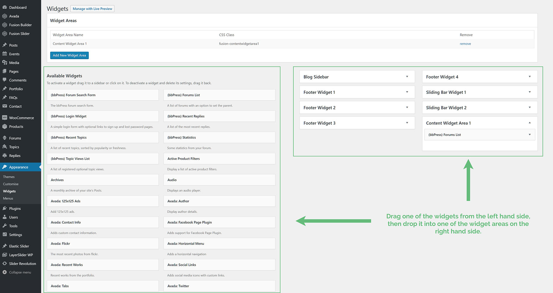 Adding Widgets to Widget Areas