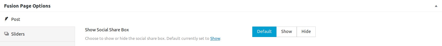 Avada Page Options - Post - Show Social Sharebox Option