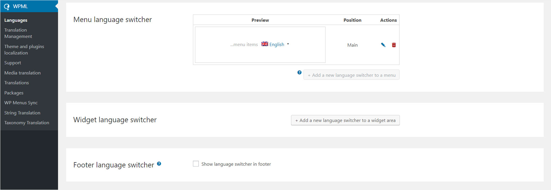WPML - Adding Language Switchers