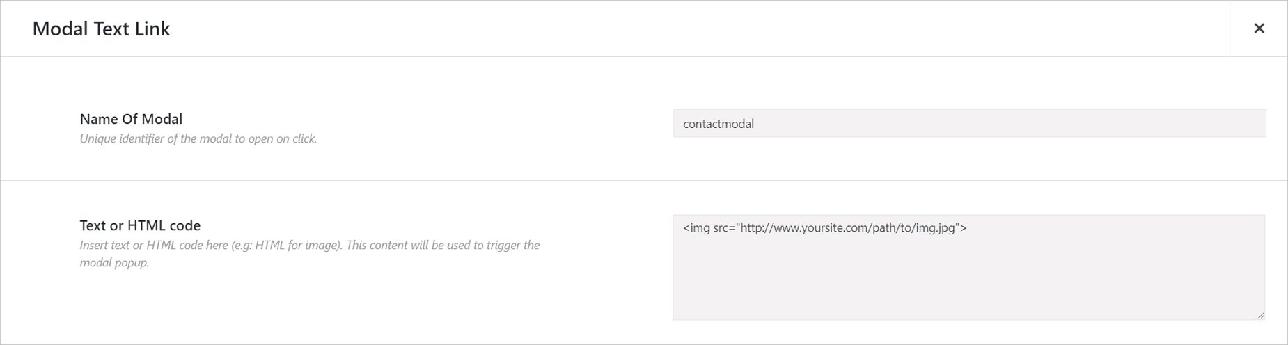 Modal Element - Modal Text Link