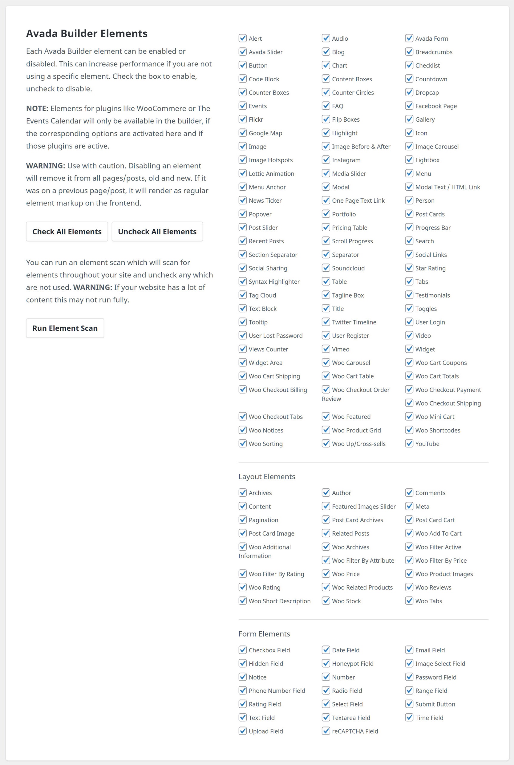 Builder Options > Avada Builder Elements