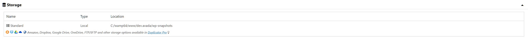 Duplicator - Setup > Storage Options
