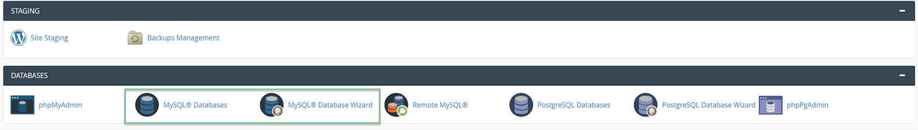 cPanel - Creating a MySQL Database