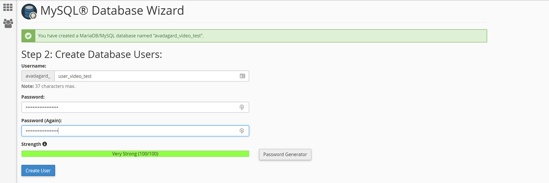 cPanel - Creating a MySQL Database