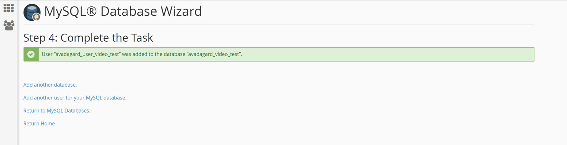 cPanel - Creating a MySQL Database