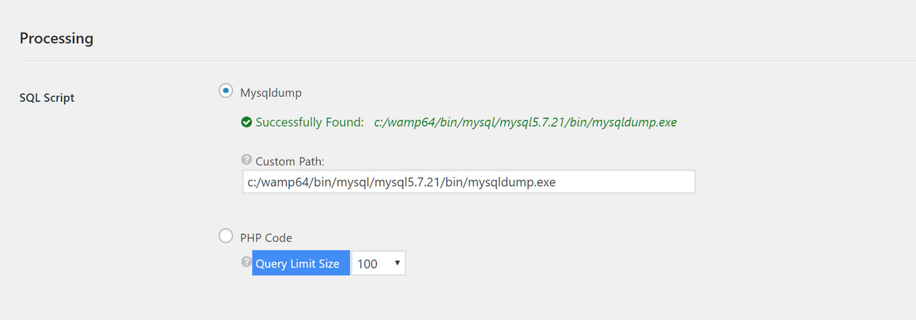 Duplicator - Settings - MySQL Dump Error Fixed