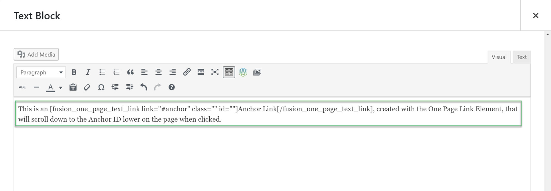 One Page Text Link Element Example 3