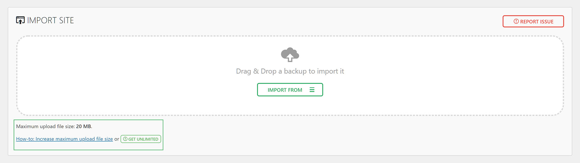 All-In-One WP Migration Import > Upload