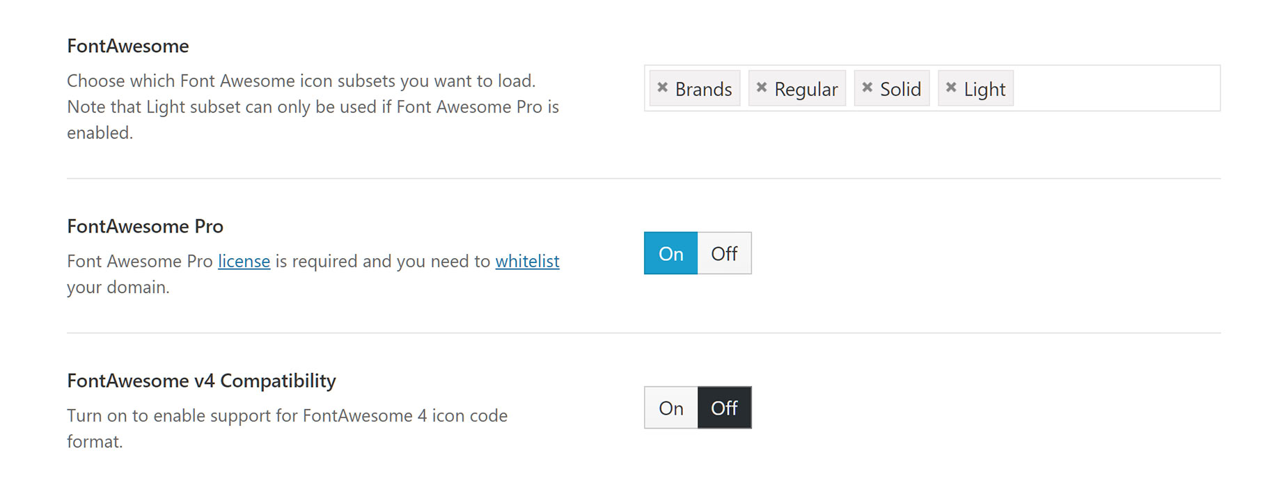 Font Awesome Options