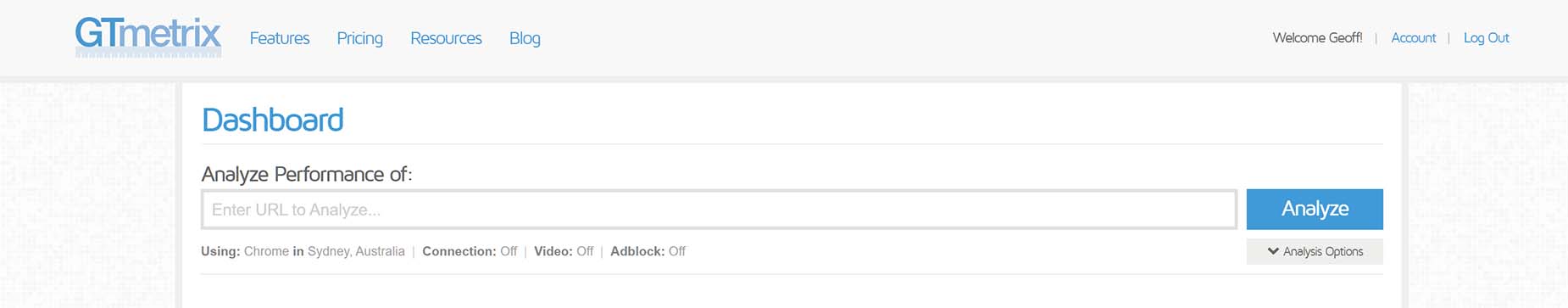 GTmetrix > Start