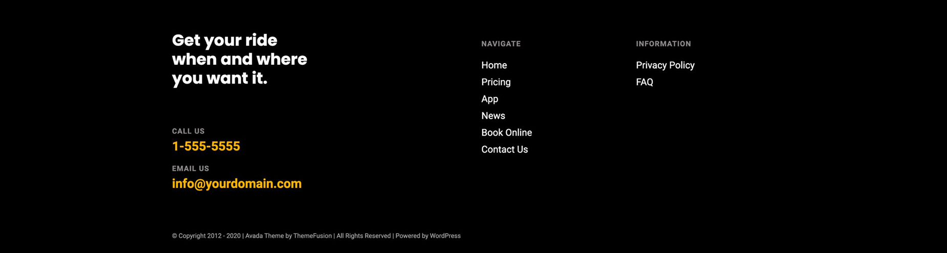 Taxi Demo > Basic Footer