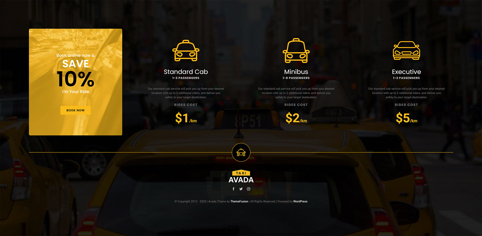 Taxi Demo Custom Footer