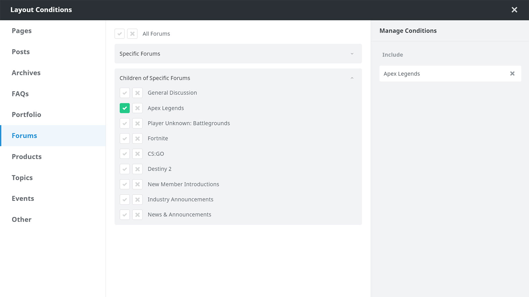 Conditional Layout for Forums