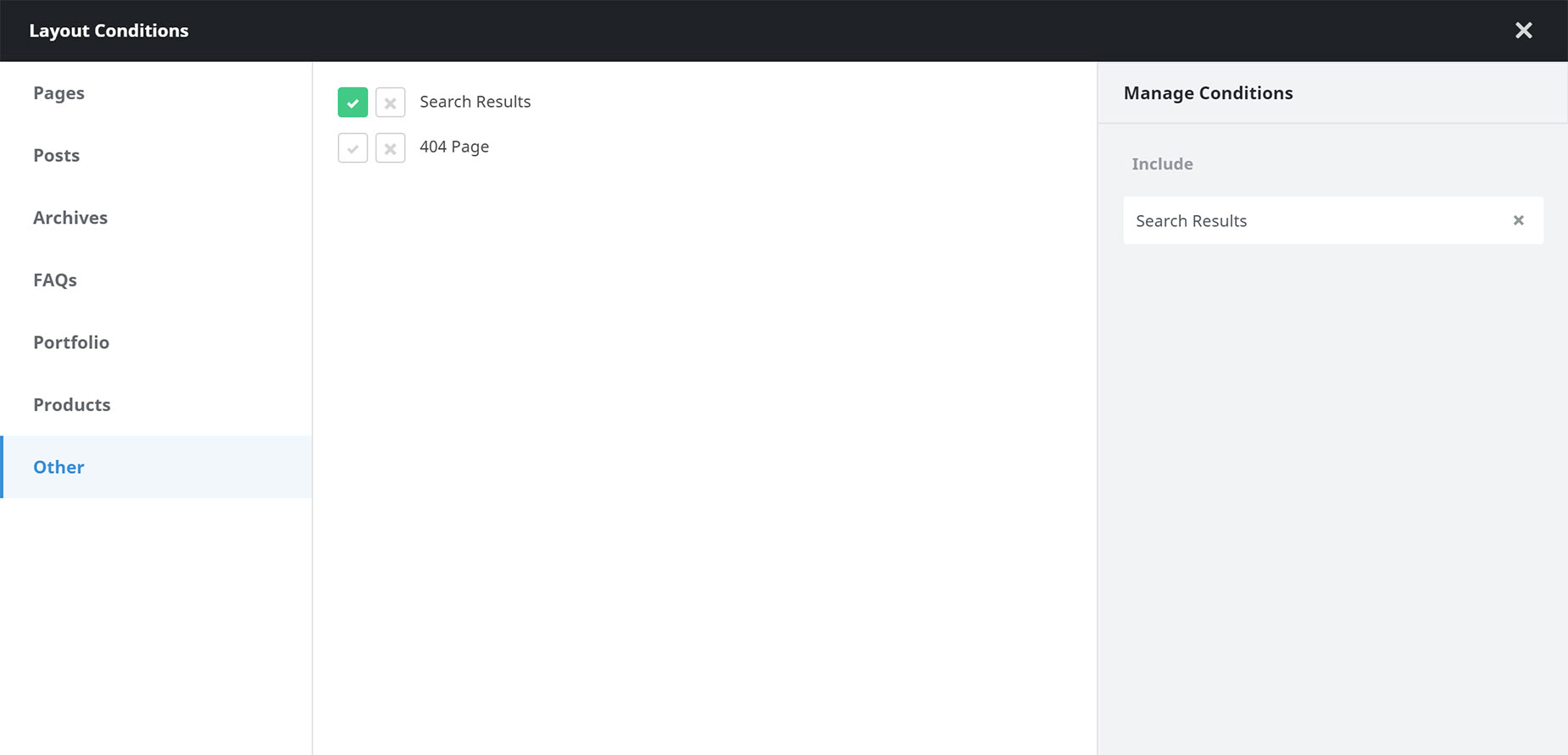 Setting Search Results Conditions