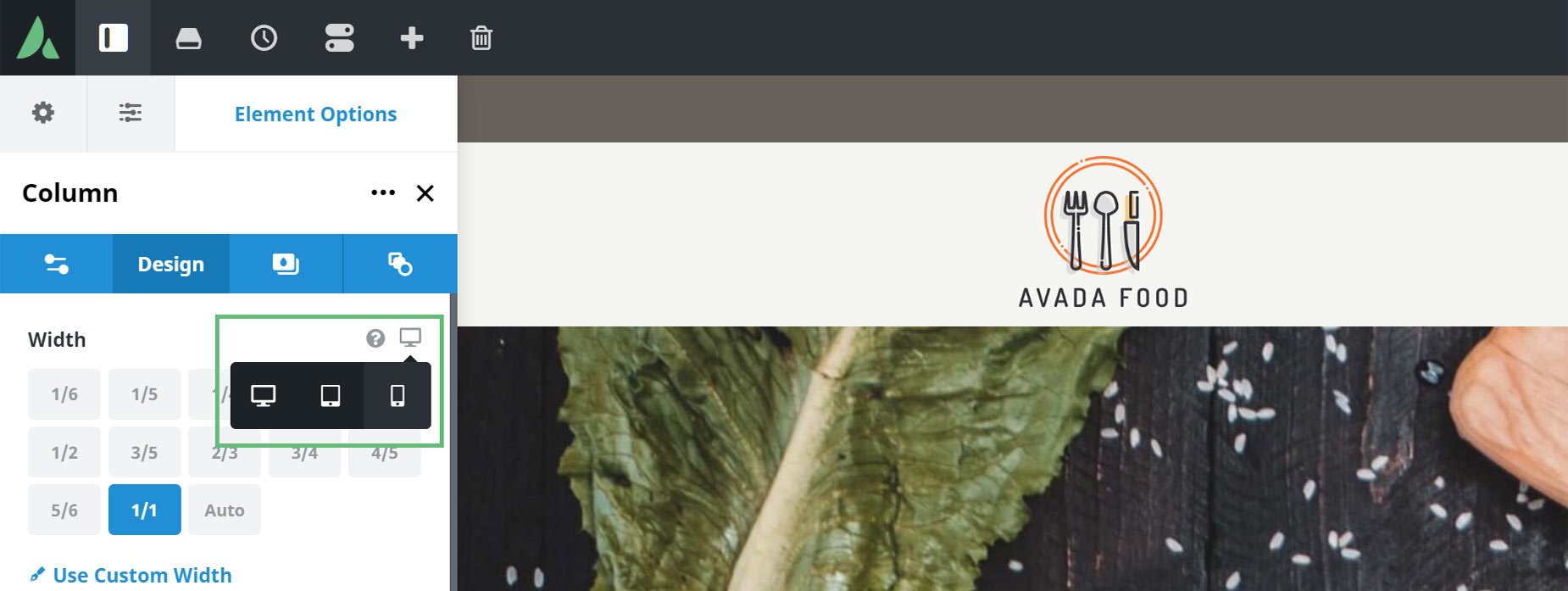 Changing Screen Sizes from Responsive Options