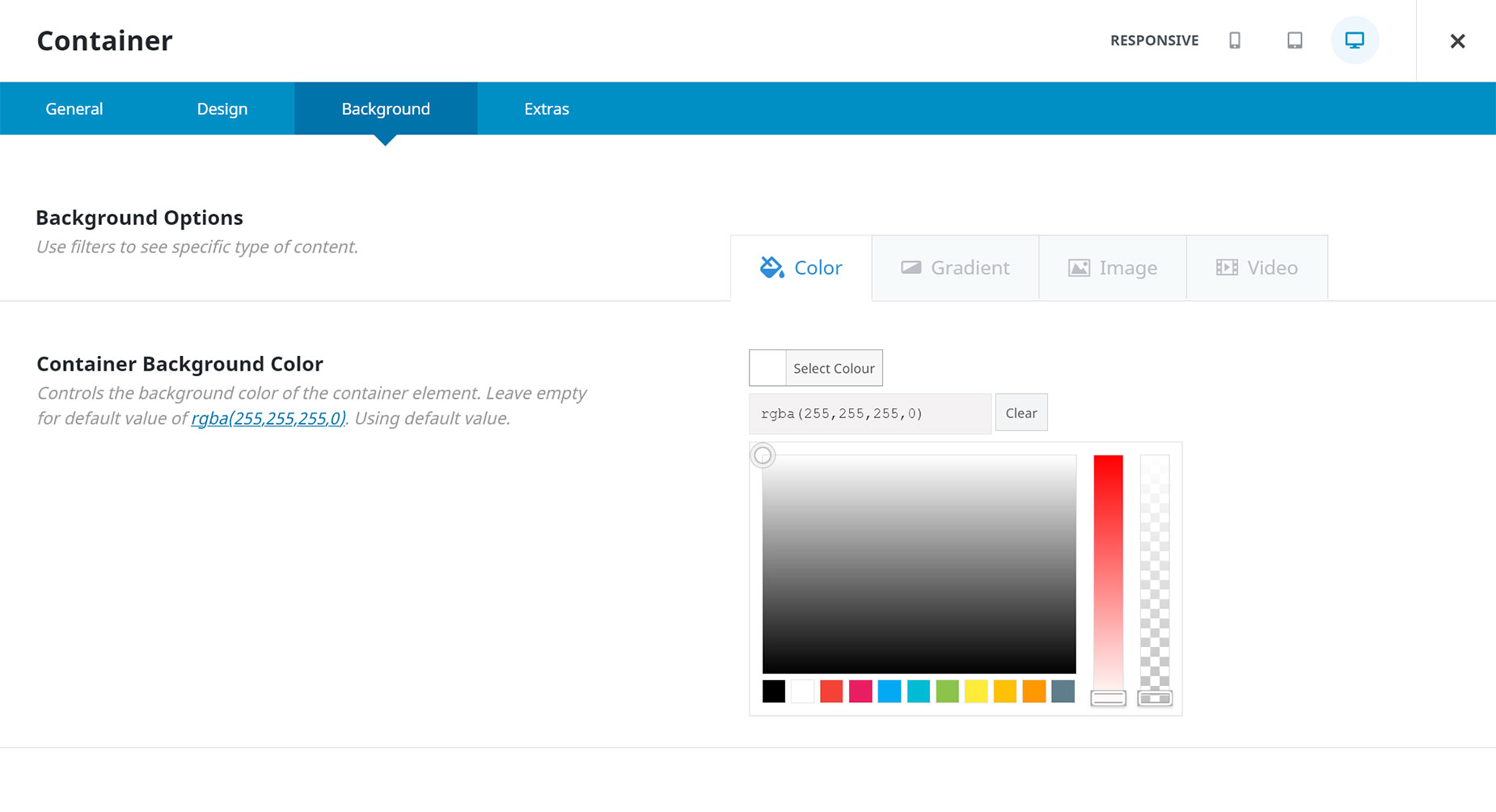 Header Container > Background Transparency