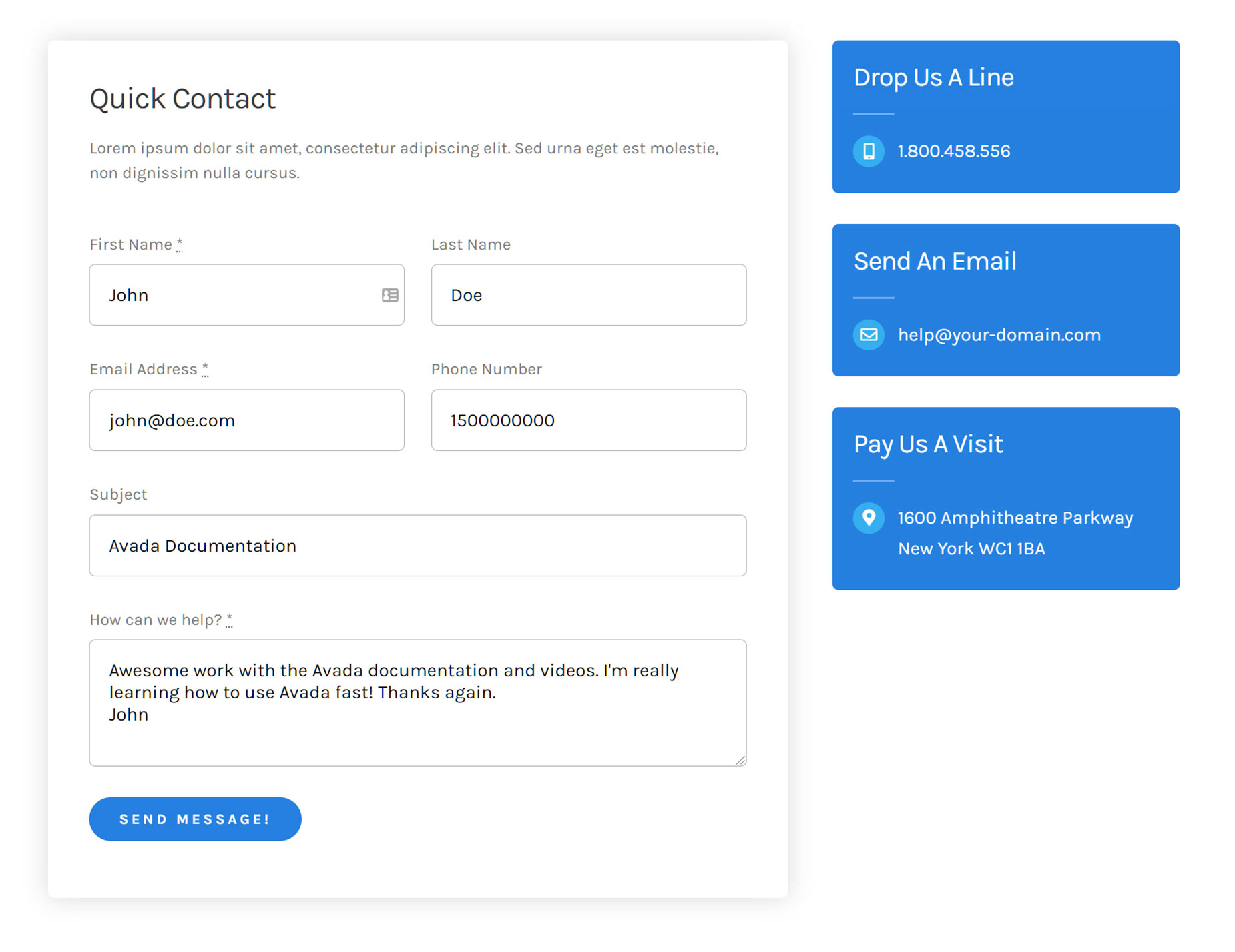 Contact Form > Filled Out
