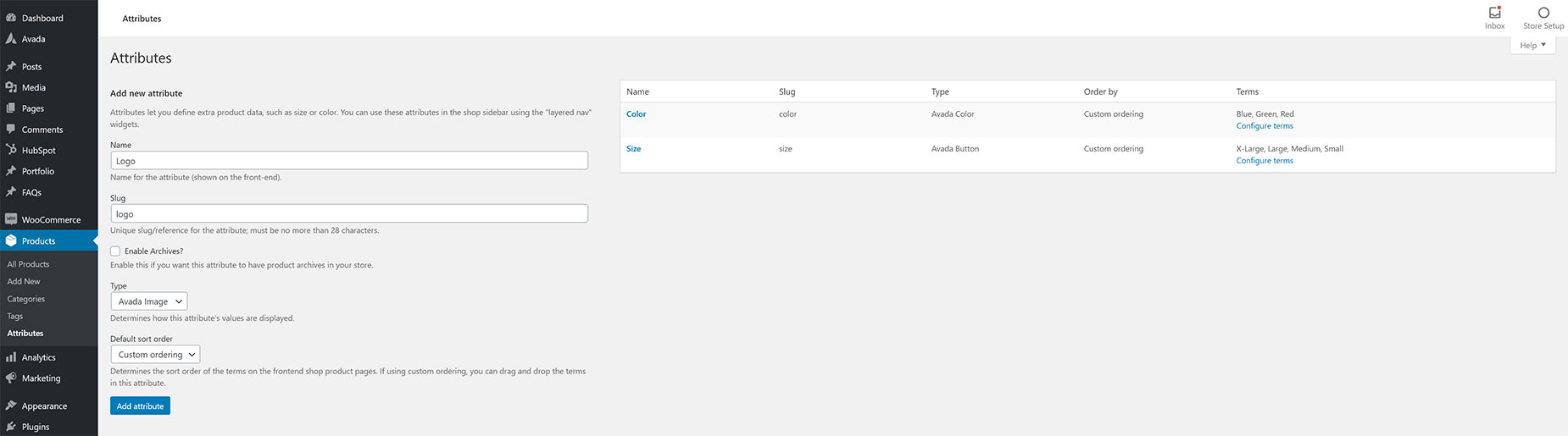 Product > Adding Attribute
