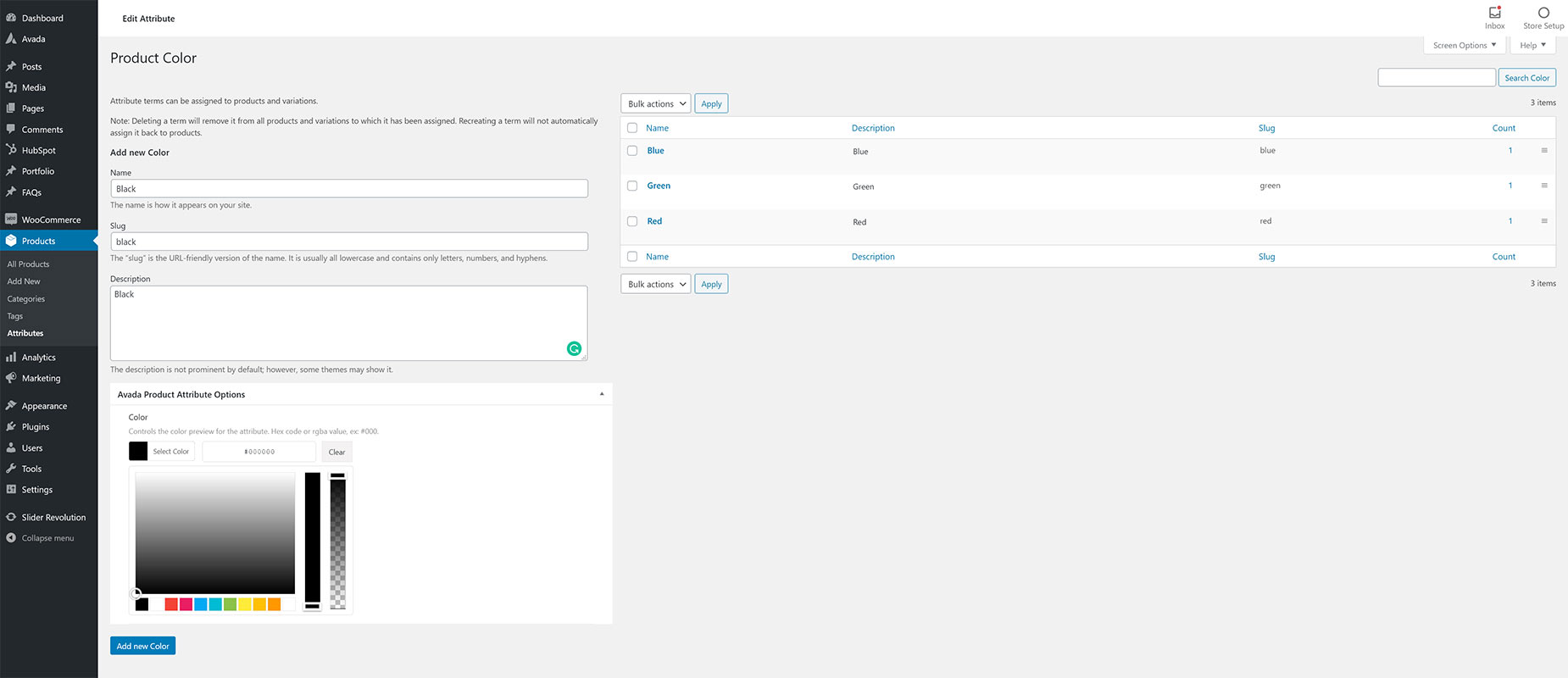 Adding Attribute Terms