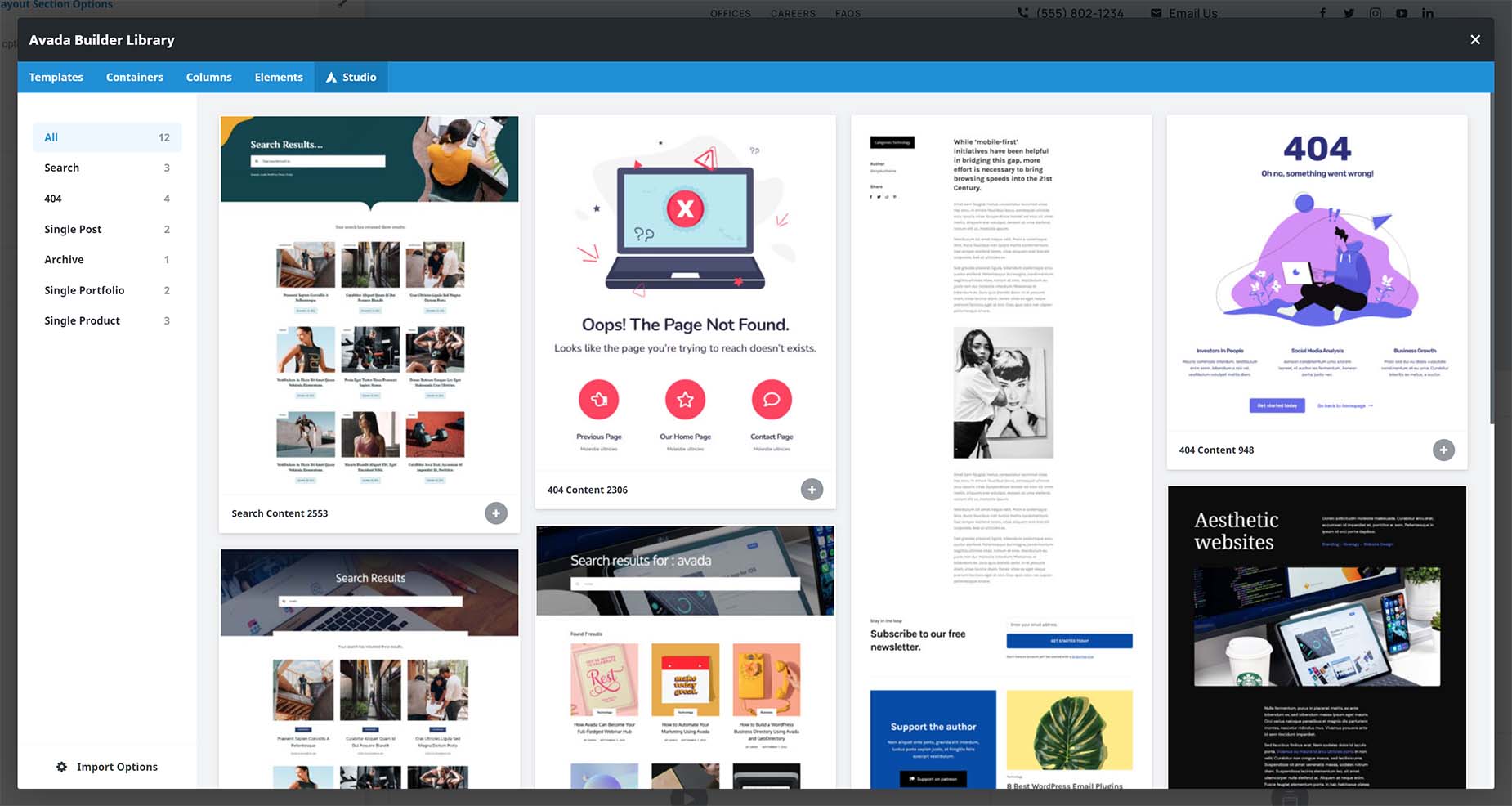 Content Layout Section > Studio Content