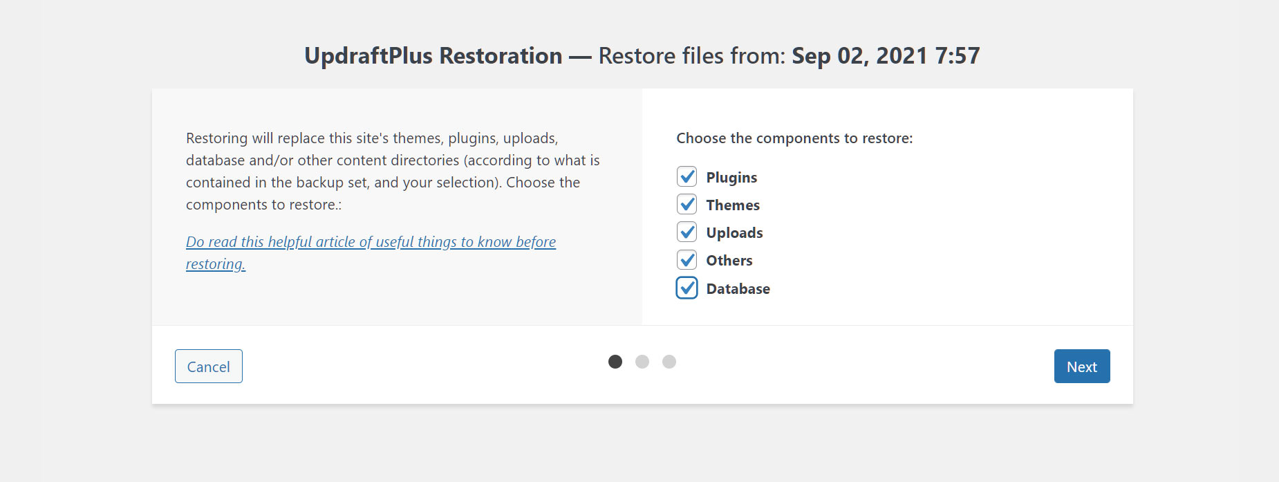 Restoring A Backup