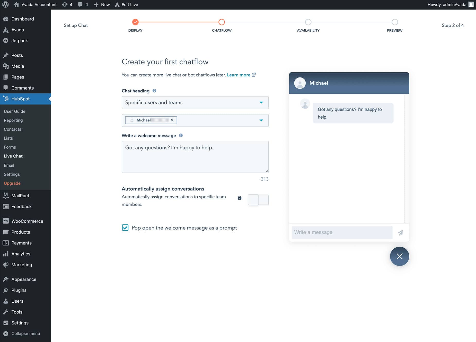 HubSpot Live Chat Flow HubSpot Live Chat Flow
