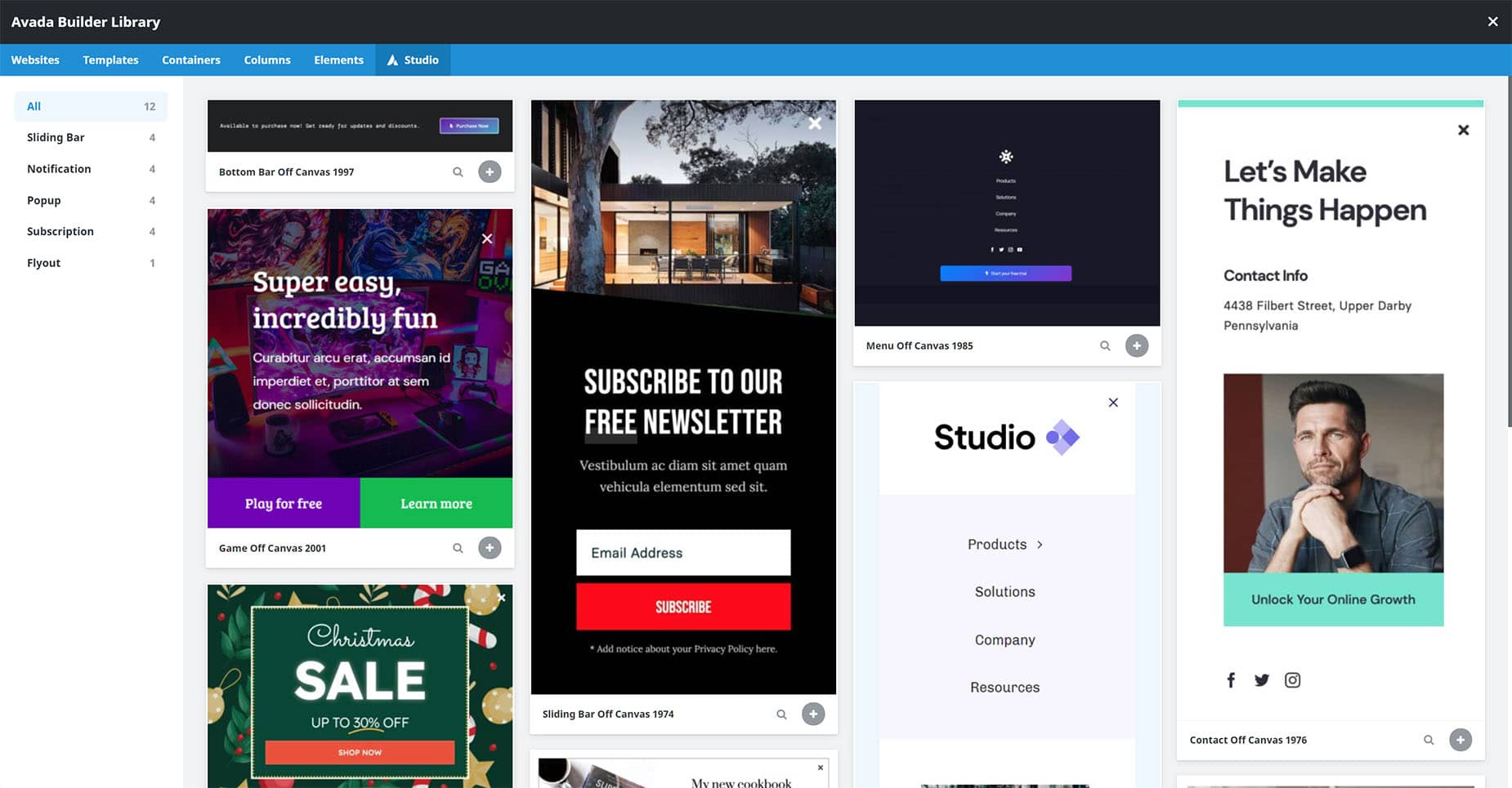 Avada Studio > Off Canvas