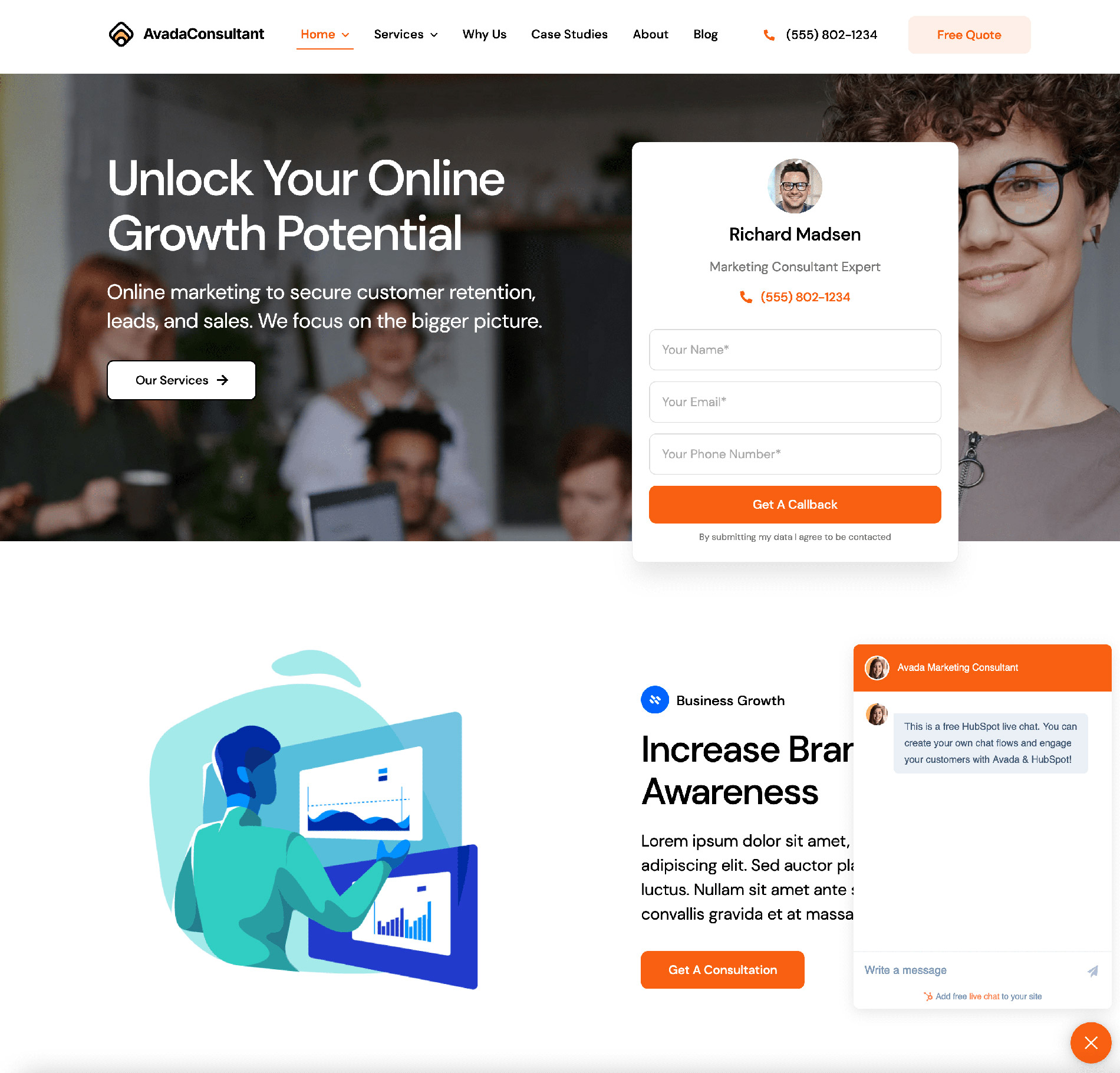 HubSpot Live Chat in Action