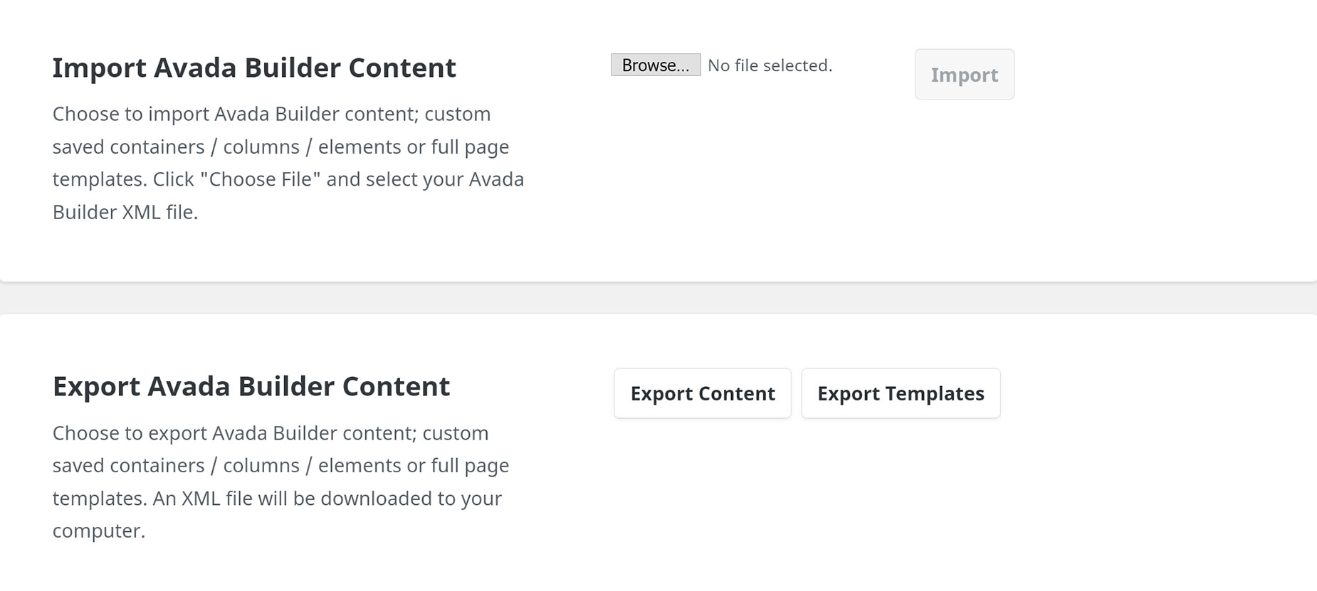 Avada Builder > Import/Export