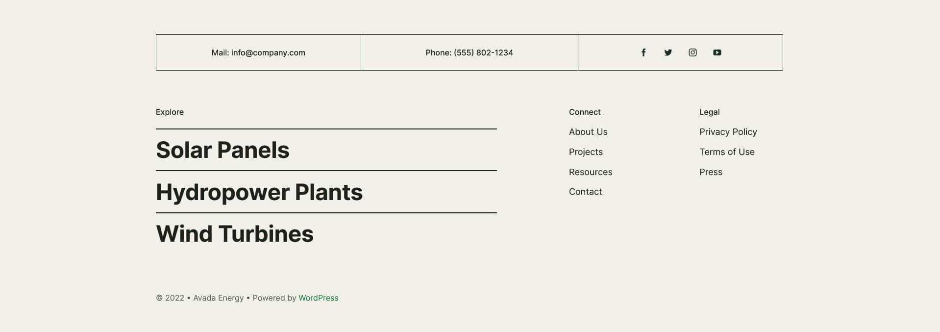 Avada Energy Footer