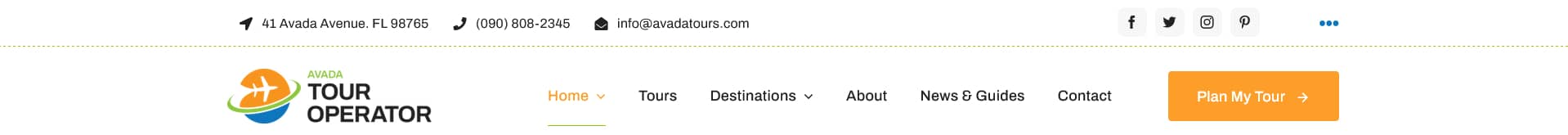 Avada Tour Operator Header