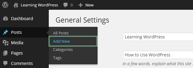 Creating a Post - Add New