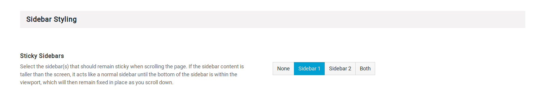 Sticky Sidebar Option