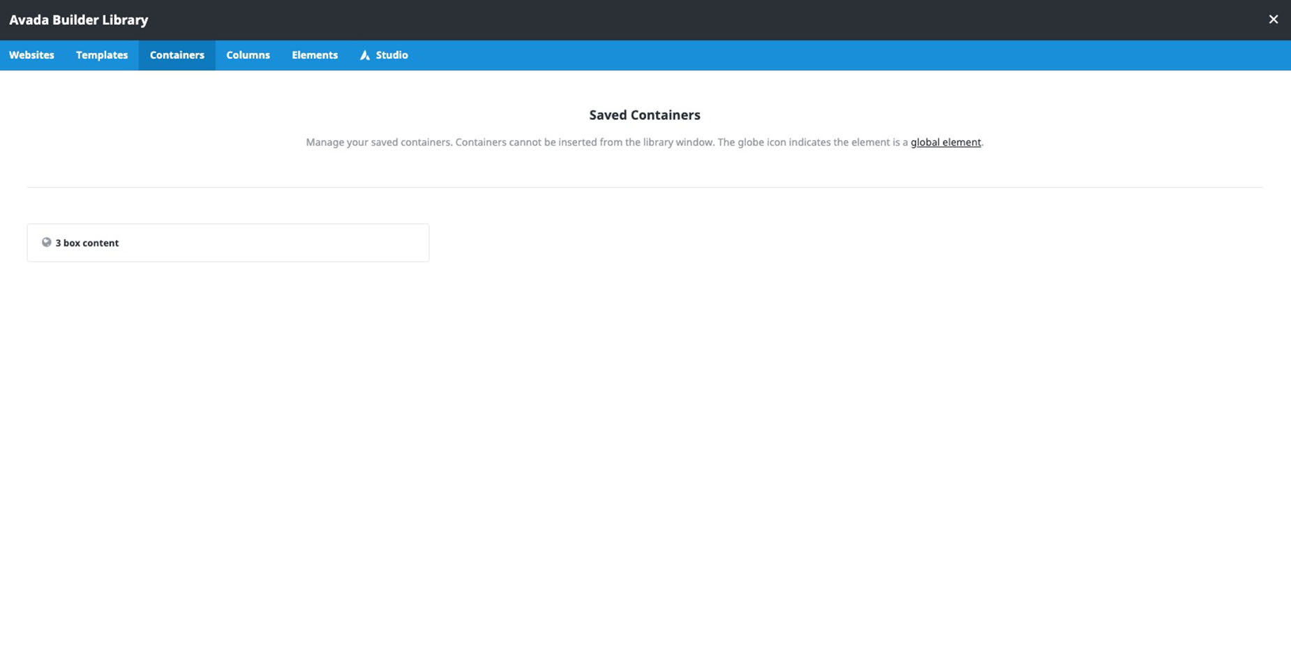 Avada Library > Containers