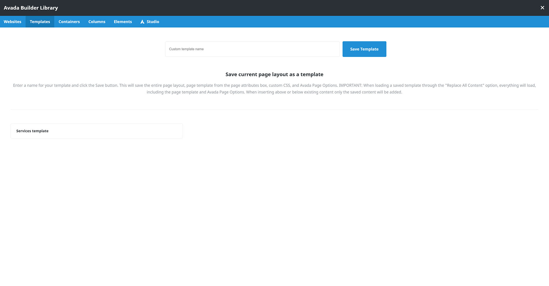 Avada Library > Templates