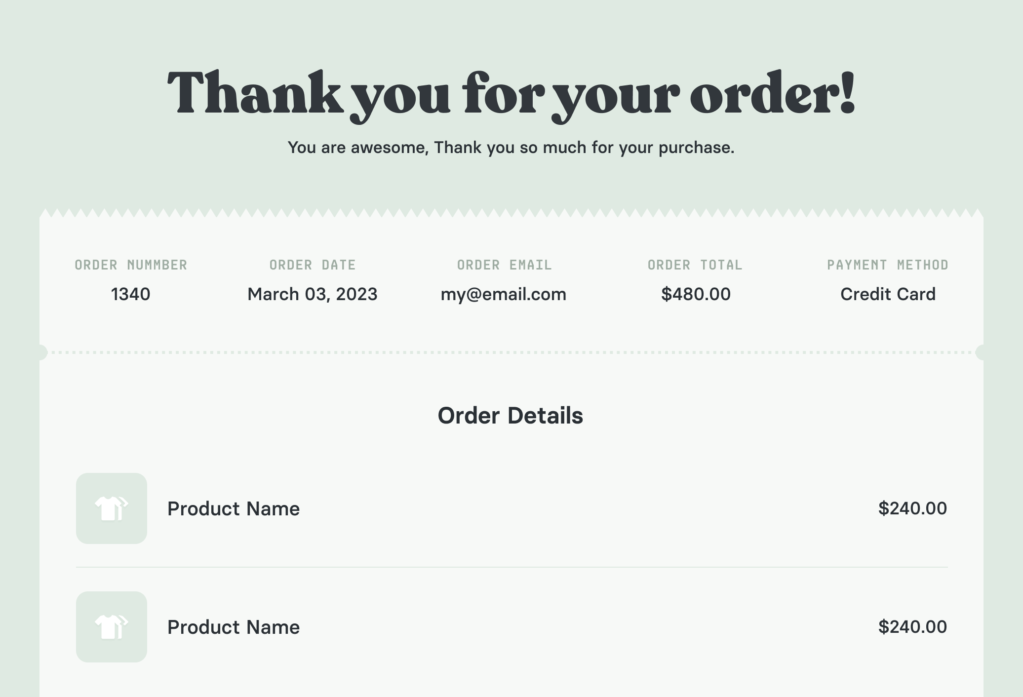 WooCommerce Thank you page WooCommerce Thank you page