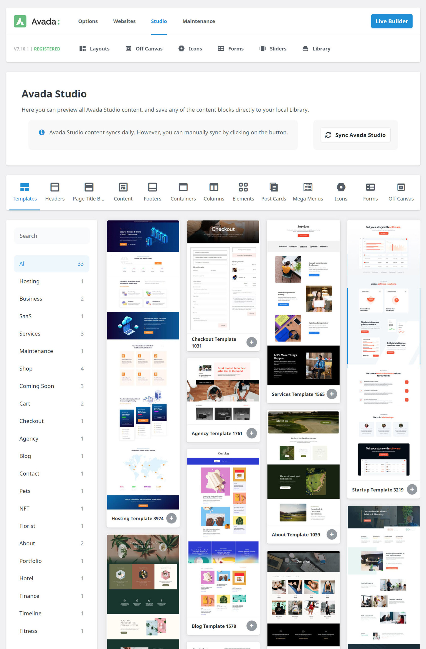 Avada Studio Site Page
