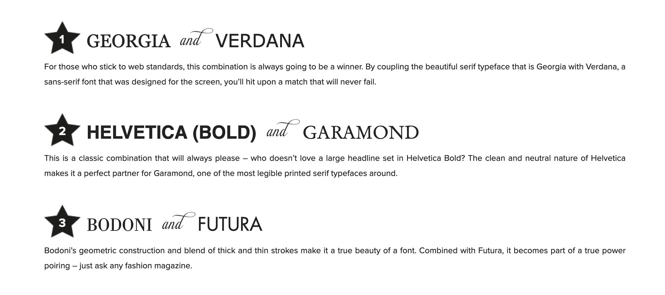 Web Font Combinations