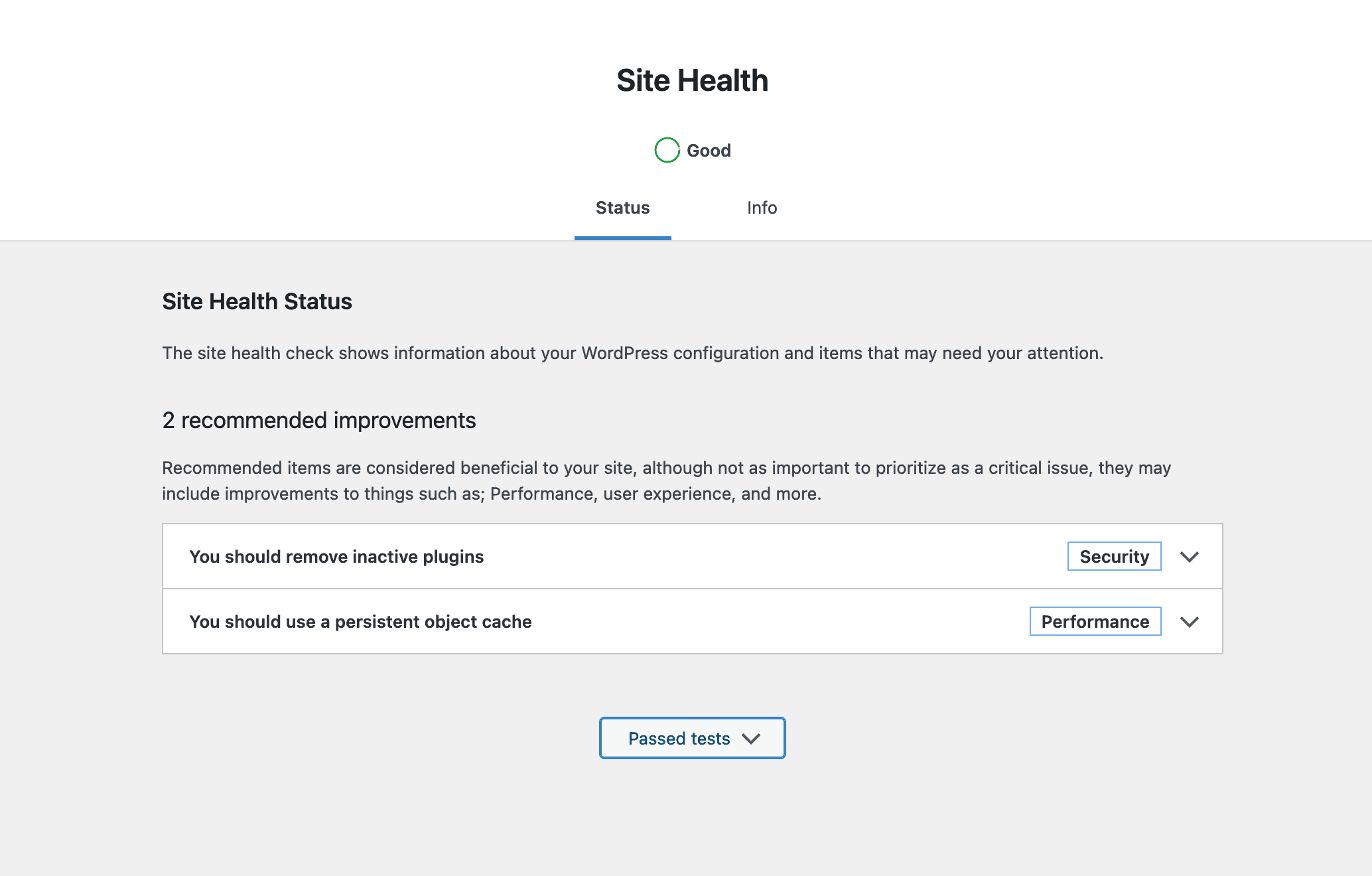 WordPress Health Status WordPress Health Status