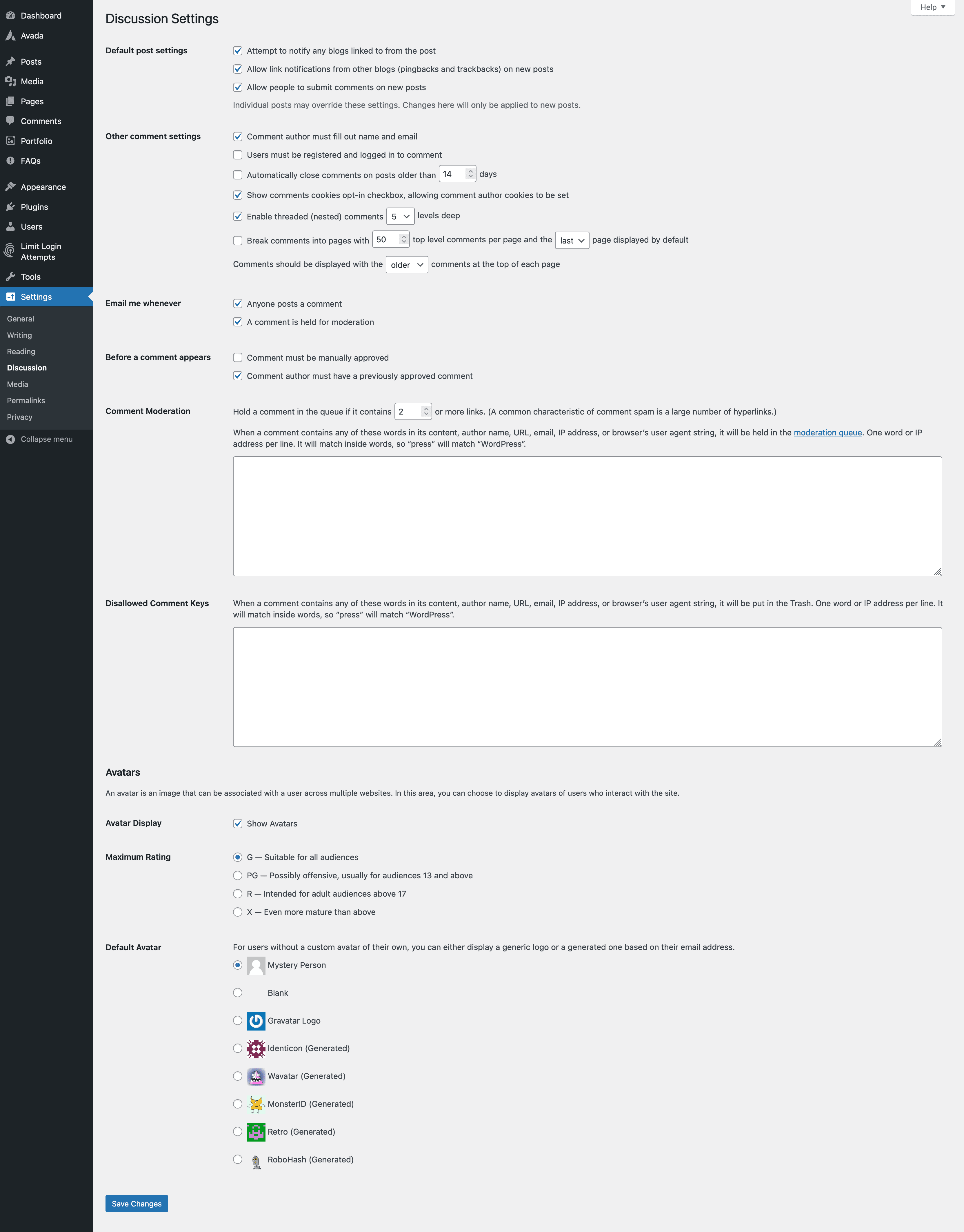 WordPress Discussion Settings