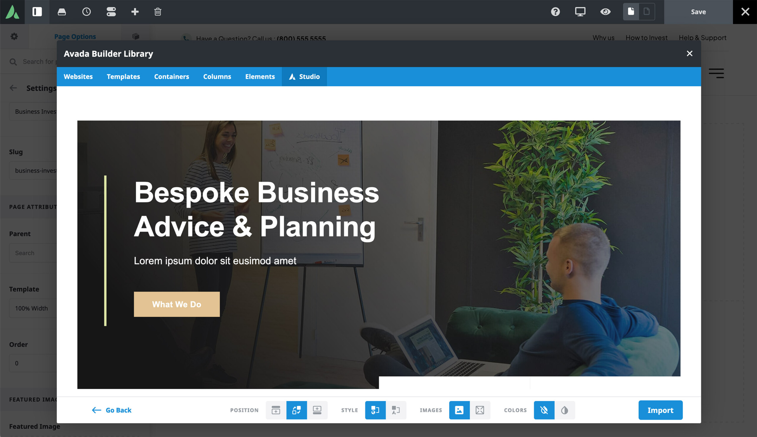 Avada Studio Library Templates