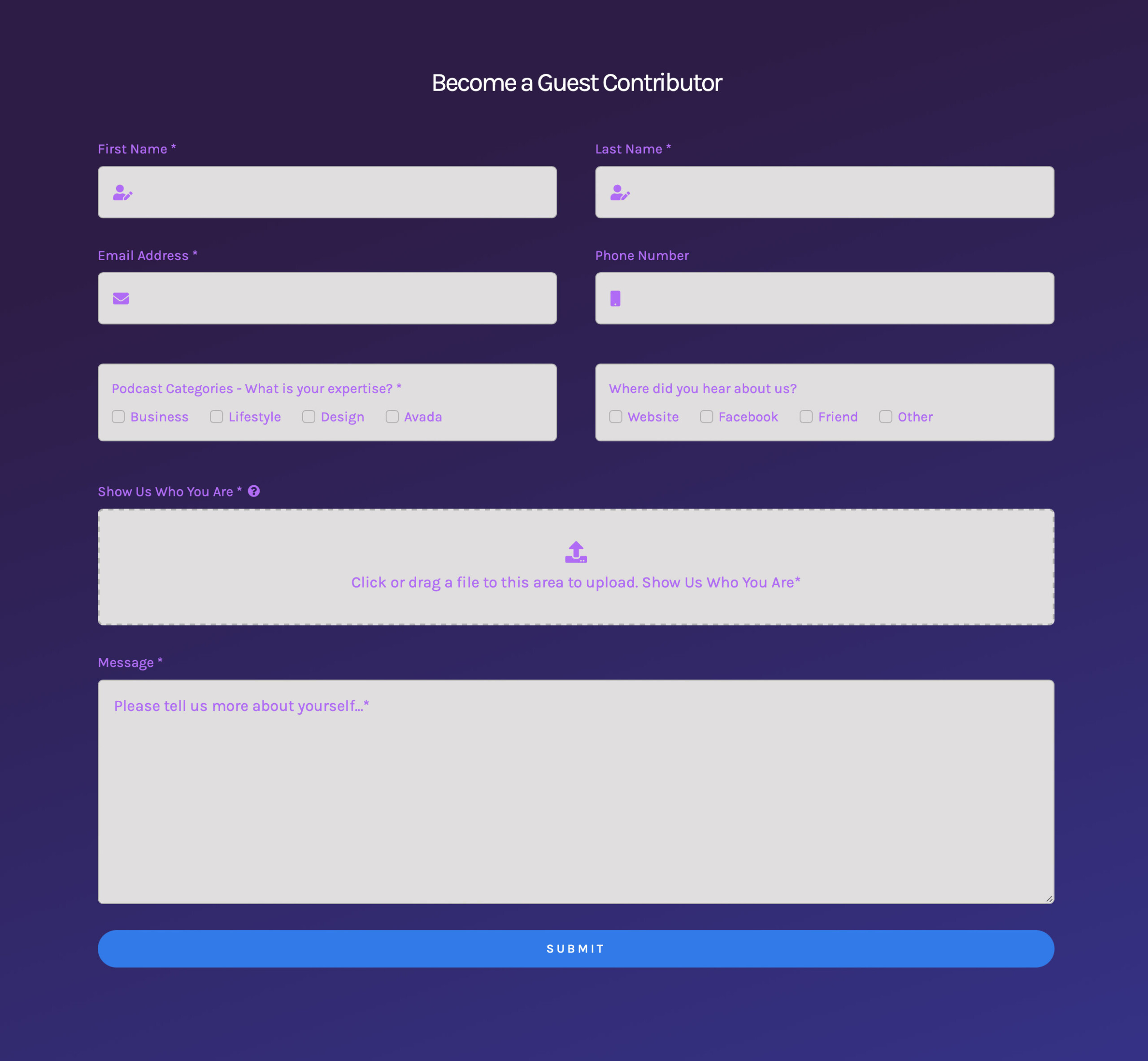 Avada Form Example Avada Form Example