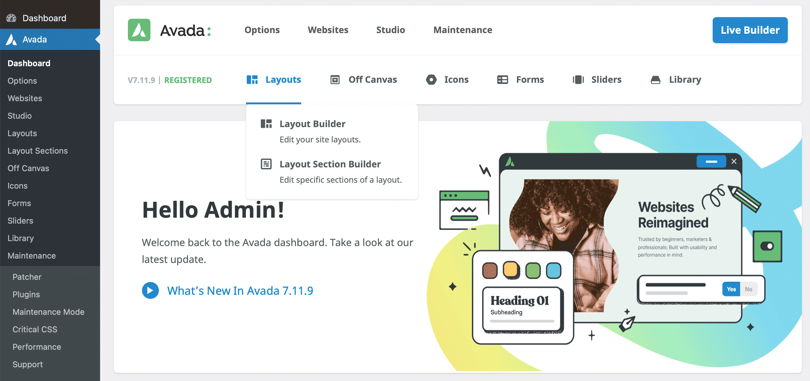 Avada Dashboard